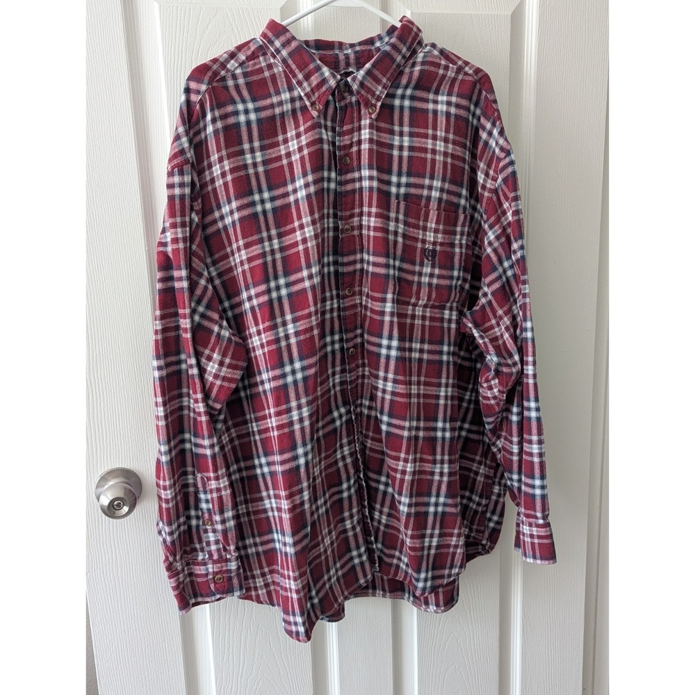 Chaps Brushed Flannel Button Up Long Sleeve Red Plaid Men's 4XB